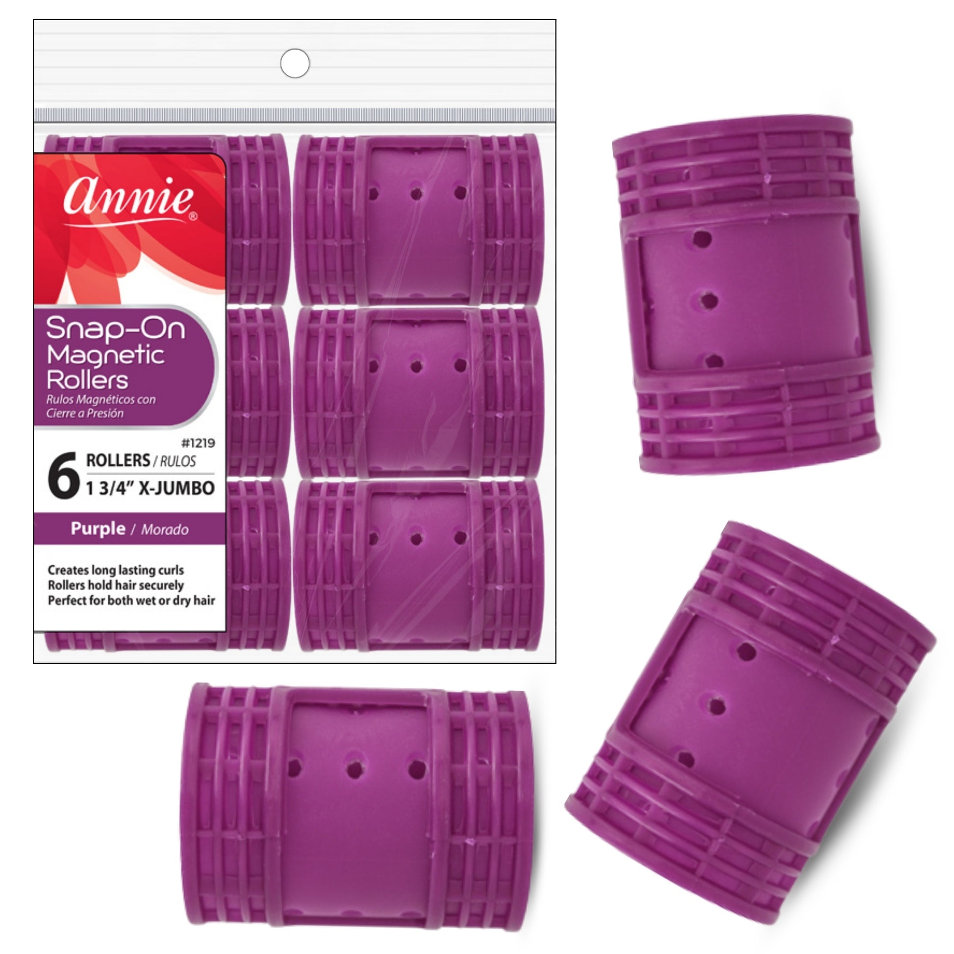 Annie Snap On Magnetic Rollers 6 CT X-Jumbo 1 3/4 #1219