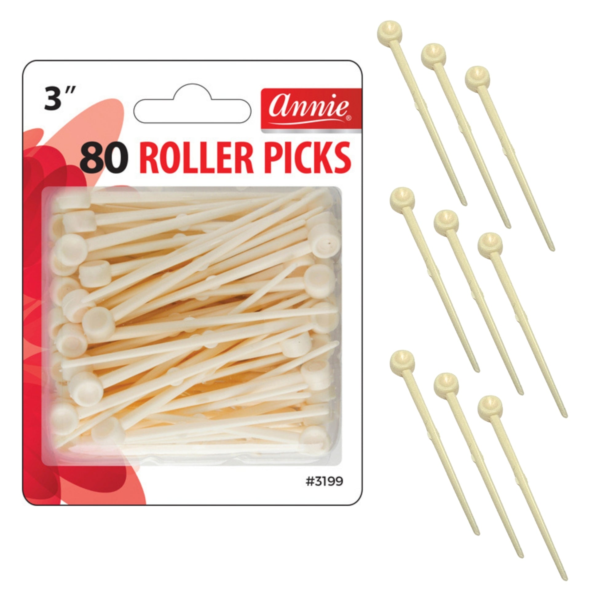 Annie Plastic Roller Picks 3" 80 ct #3199