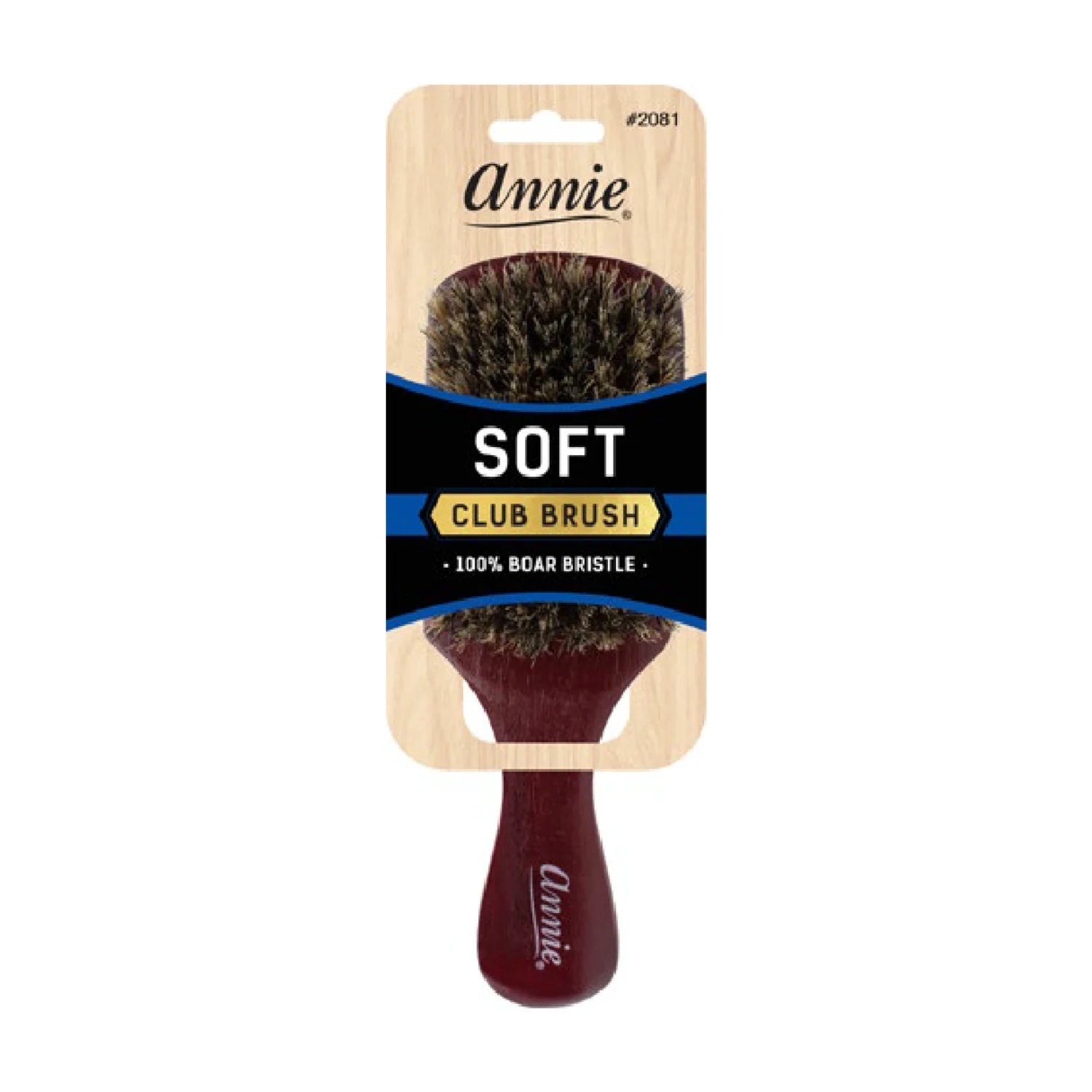 Annie Soft Club Brush 100% Pure Boar Bristles Darl Brown #2081