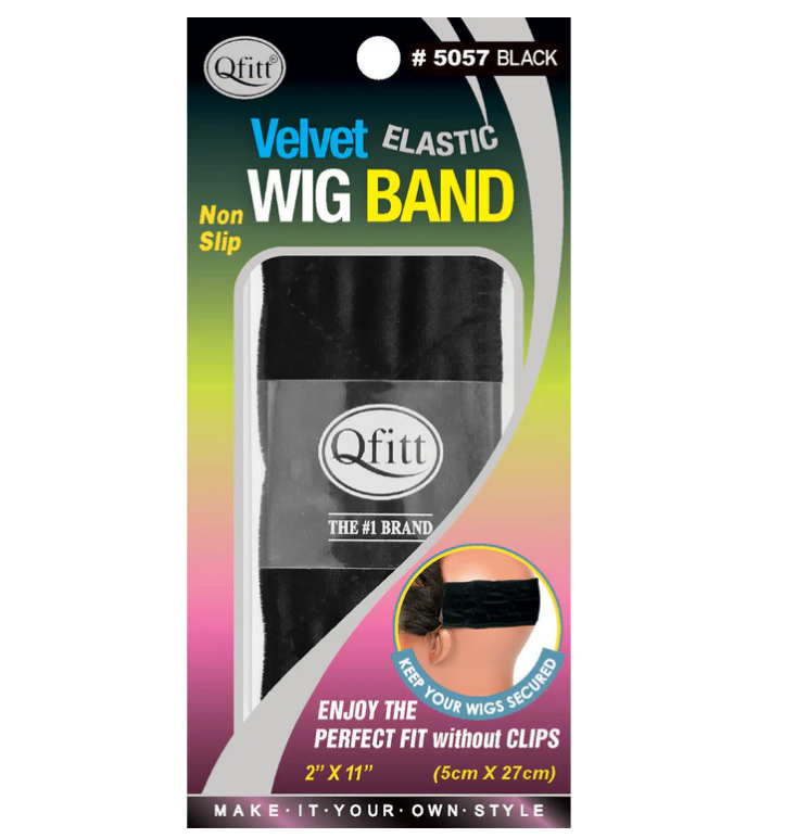 Velvet Elastic Wig Band-black