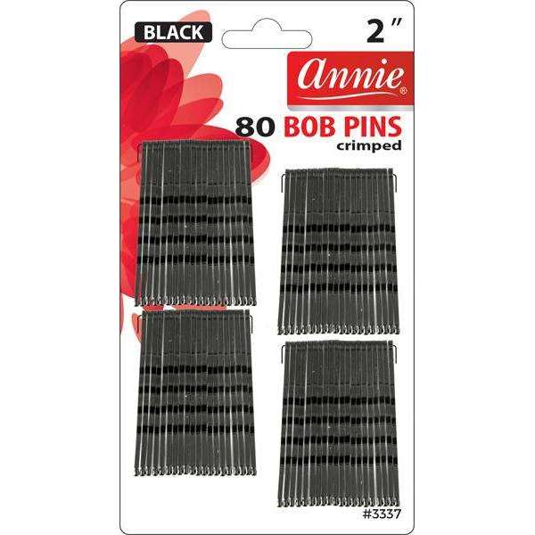 Annie 80 Bob Pins Crimped 2" Black #3108