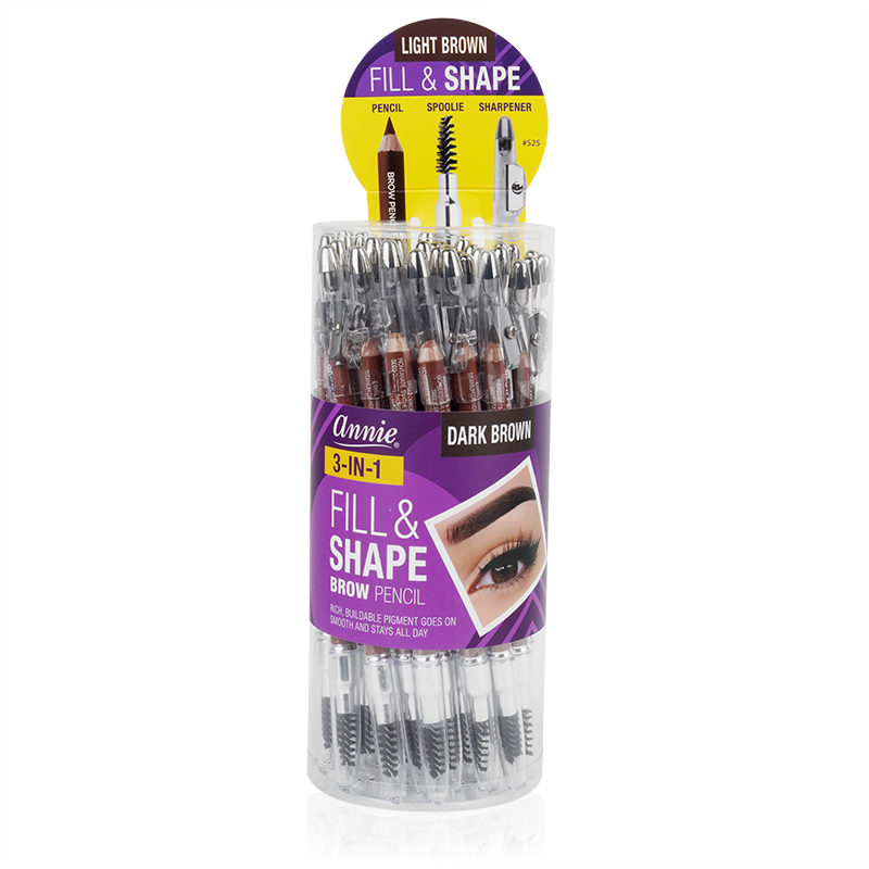 Annie Fill and Shape Brow Pencil w/ Sharpener &amp; Spoolie 7" 36ct Light Brown