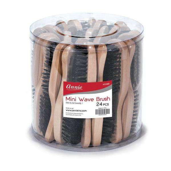 ANNIE HARD WAVE BRUSH LIGHT BROWN 50% BOAR BRISTLE 50% FIRM