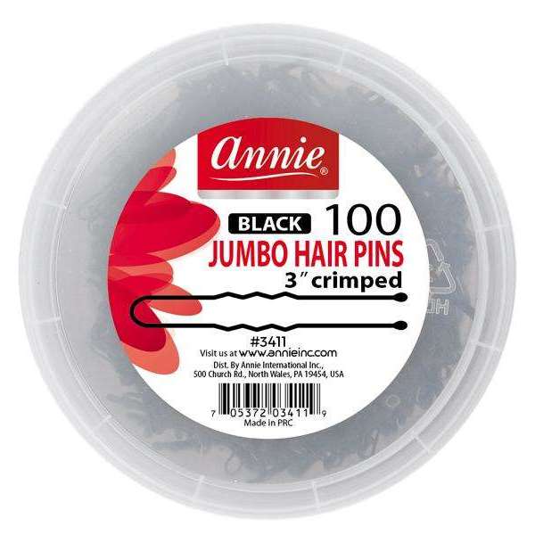 ANNIE JUMBO HAIR PINS 3IN BLK