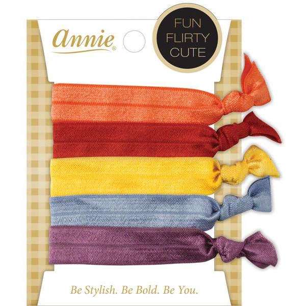 Annie Ribbon Ponytailer 1.5cm*24cm 5ct Asst Color #8831