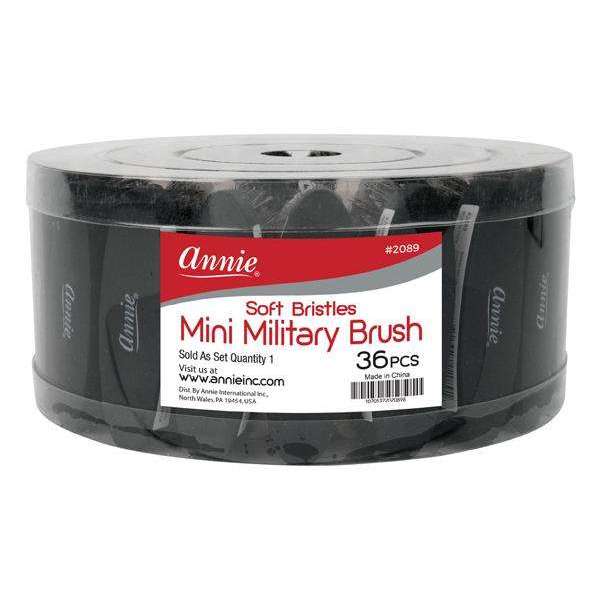 Annie Soft Mini Military Brush Bulk 36ct Black 100% Boar Bristle