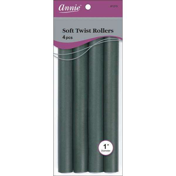 Annie Soft Twist Rollers 4 CT 10" 1" Dark Green #1215
