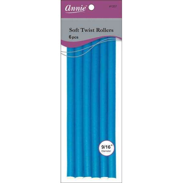 Annie Soft Twist Rollers 6 CT 10" 9/16 Blue #1207