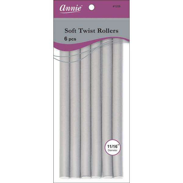Annie Soft Twist Rollers 6 CT 10" 11/16" Grey #1209