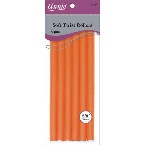 Annie Soft Twist Rollers 6 CT 10" 5/8 Orange #1208