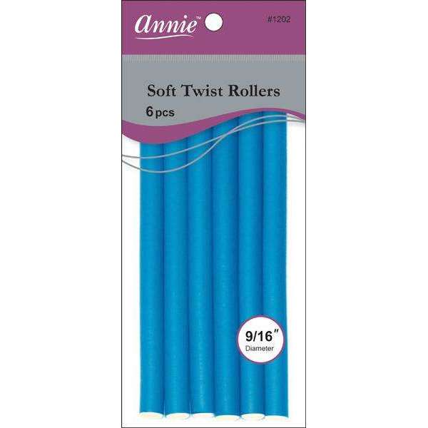 Annie Soft-Twist Rollers 6 CT 7" 9/16 Blue #1202