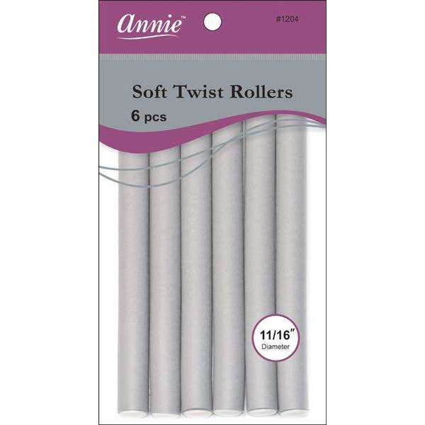 Annie Soft-Twist Rollers 6CT 7" 11/16 Gray #1204