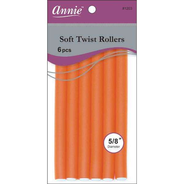Annie Soft-Twist Rollers 6 CT 7" 5/8 Orange #1203