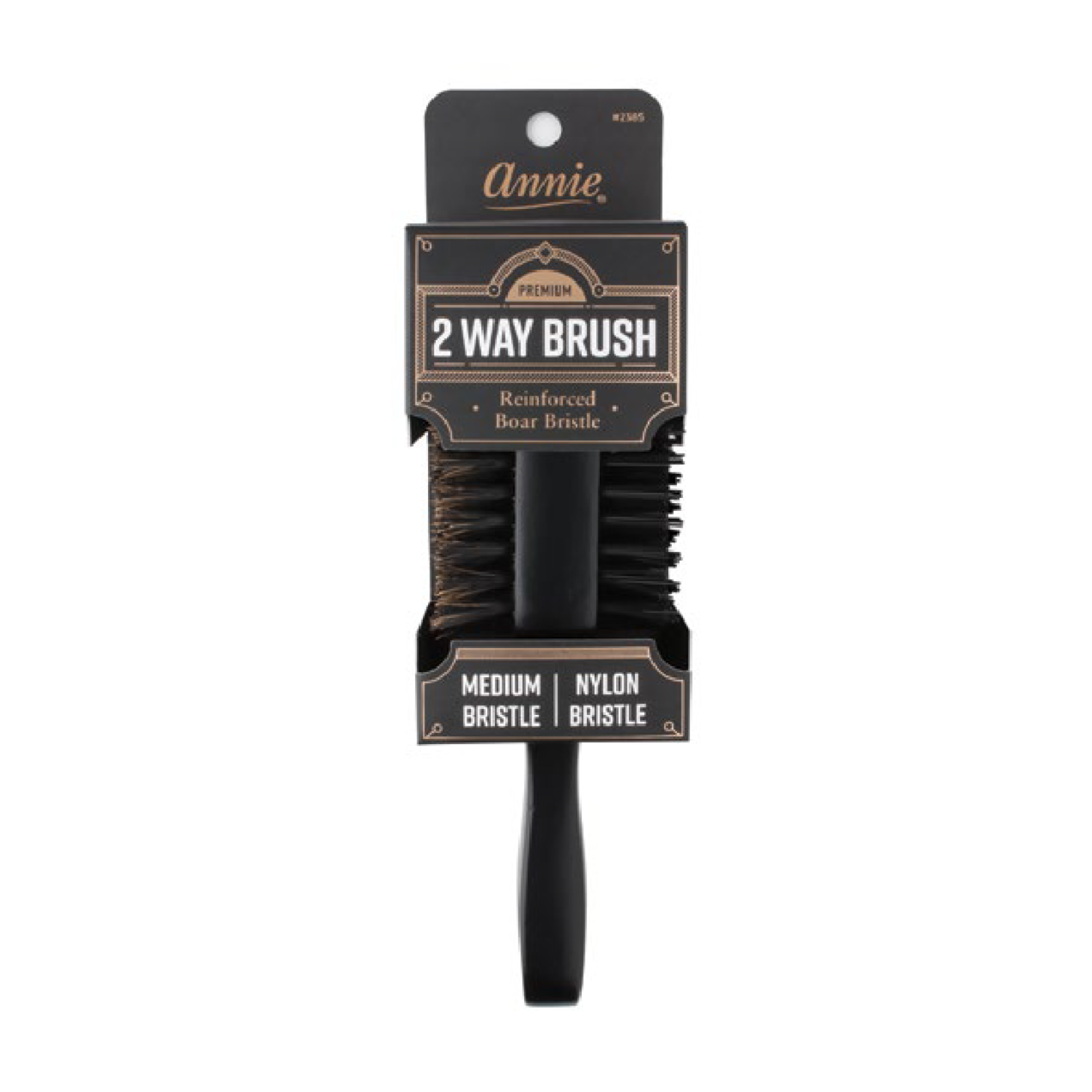 Annie Premium Medium 2 Way Club Brush Black Matte 50% Boar Bristle and 50% Nylon Bristle