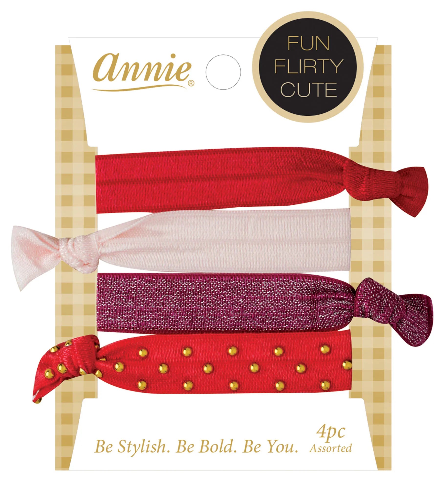 Annie Ribbon Ponytailer 1.5cm*22cm 4ct Asst Pink #8869