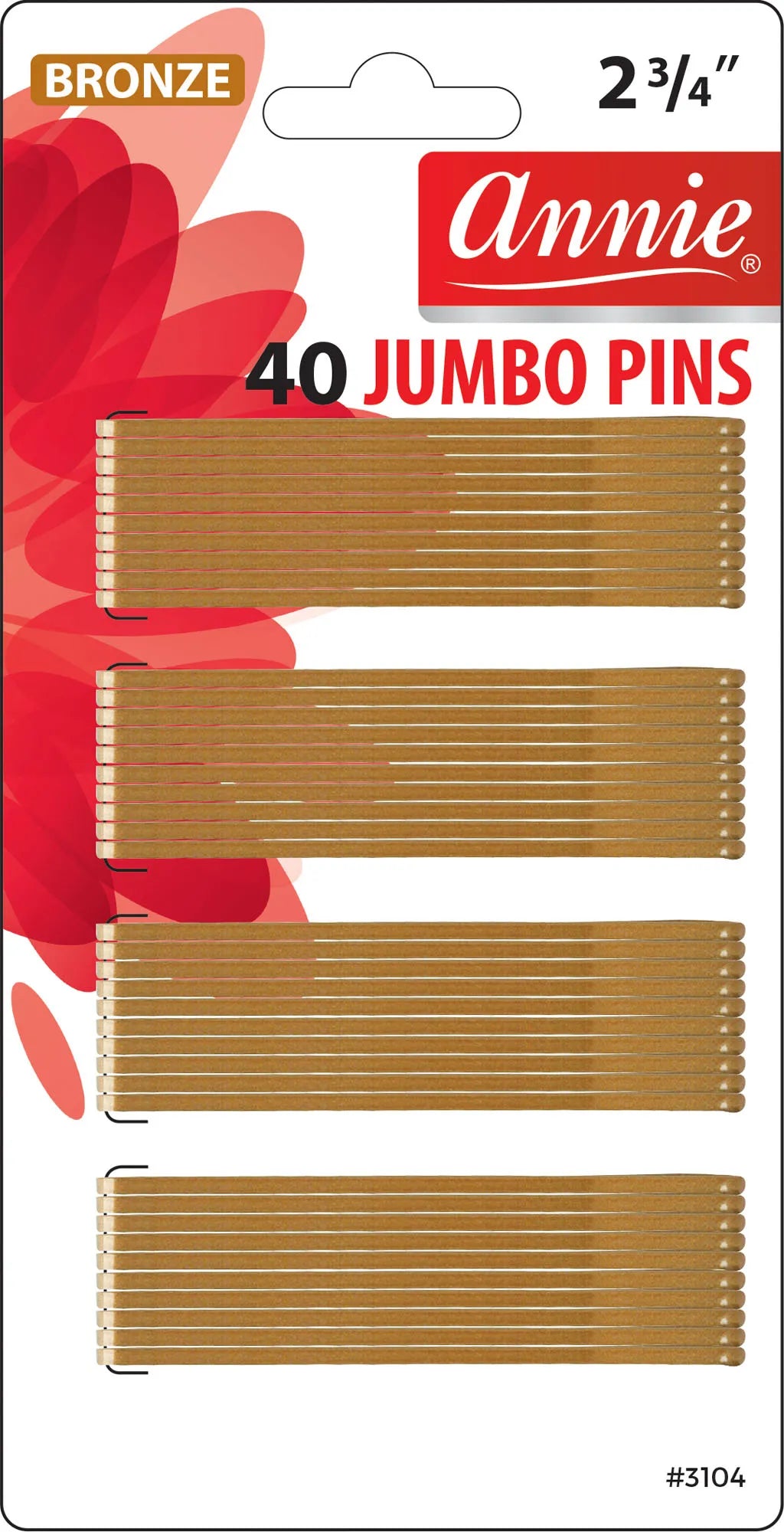 Annie Bobby Pins Bronze 40ct Jumbo 2 3/4 #3104