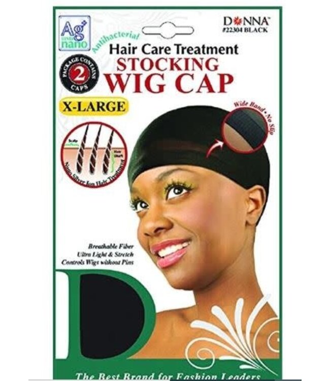 DONNA WIG CAP 2PC BLACK
