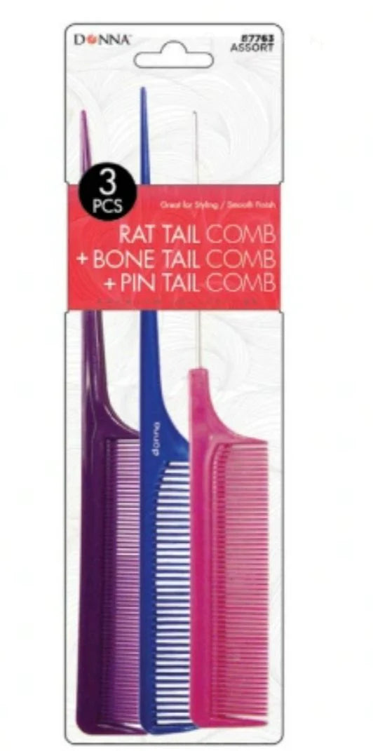 DONNA TAIL COMBS 3 PAK ASST.